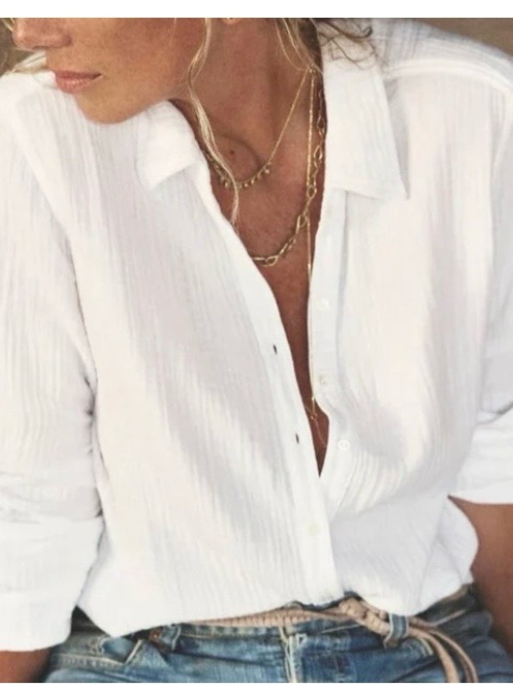 XiRENA White Gauze Button-Up Shirt - Picture 2 of 3